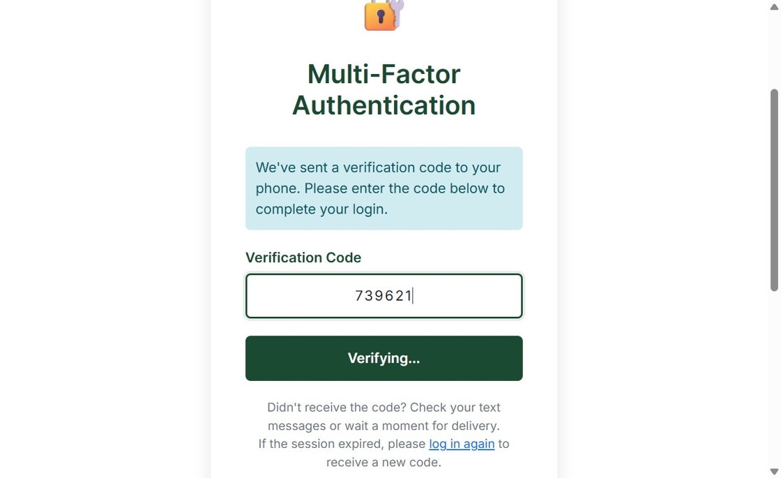 Step 5: Enter MFA Code